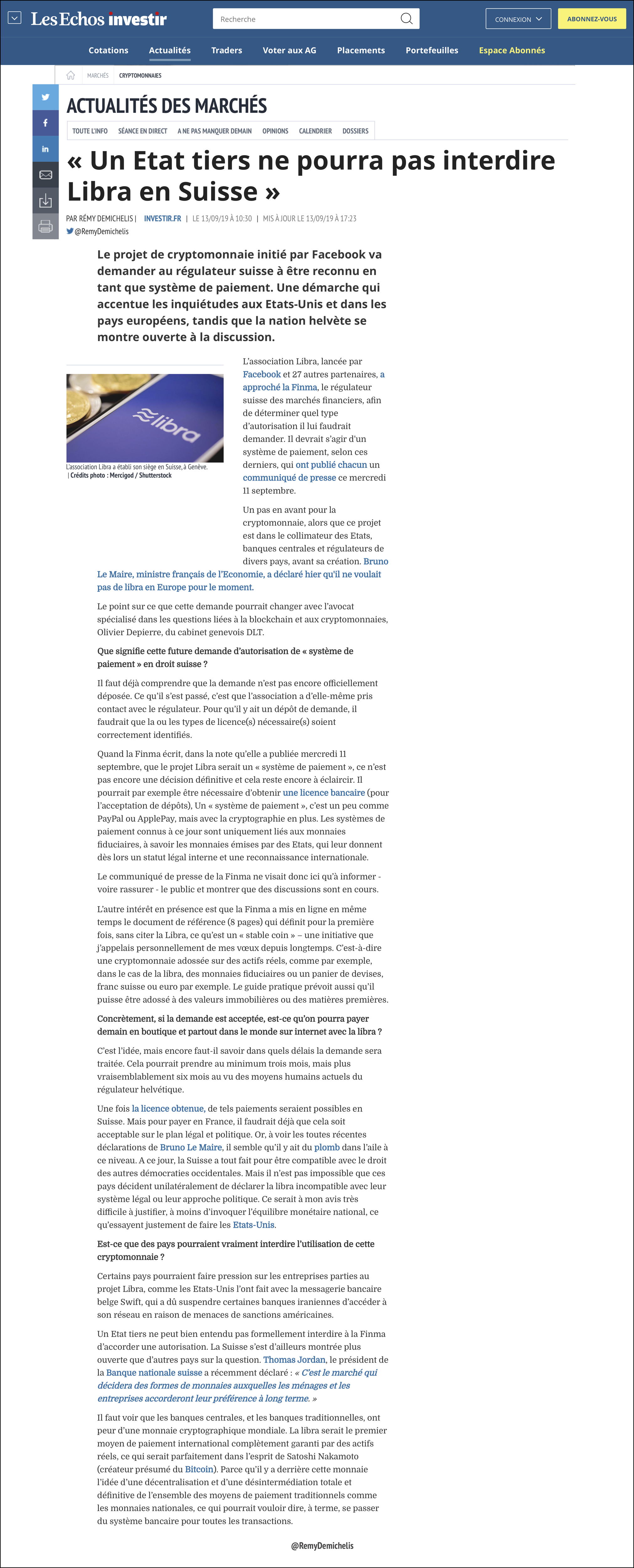 « Un Etat tiers ne pourra pas interdire Libra en Suisse », Cryptomonnaies - Investir-Les Echos Bourse.jpg