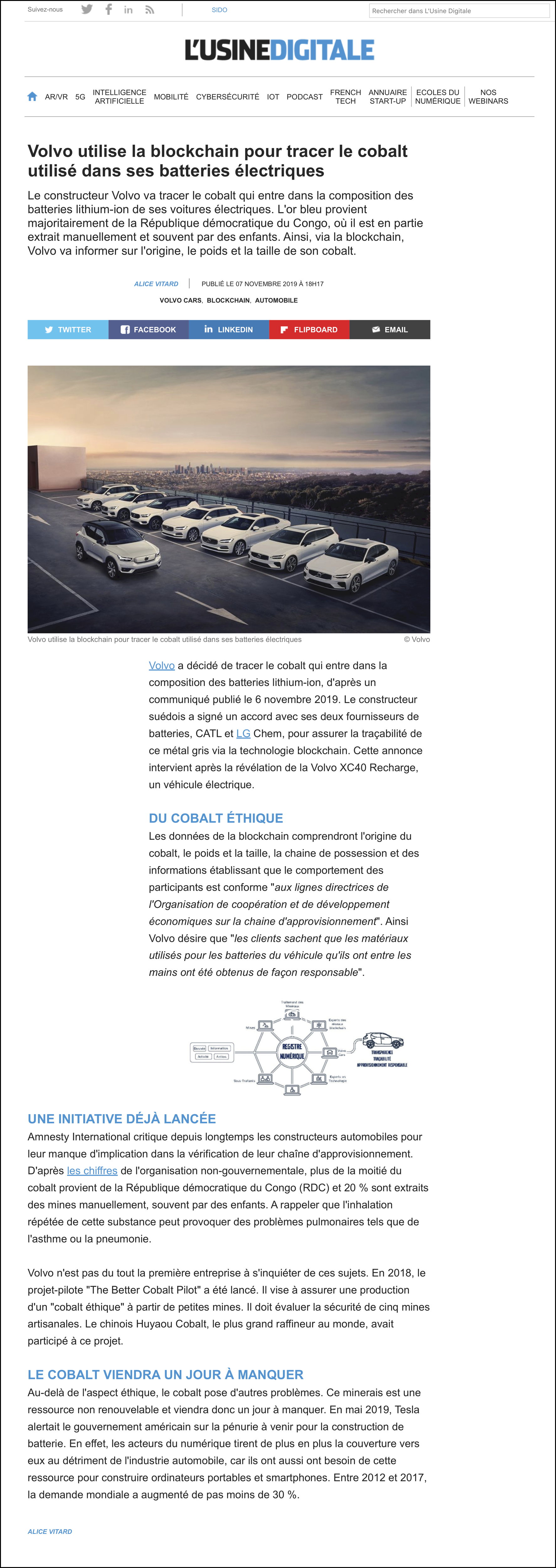 Volvo utilise la blockchain pour tracer le cobalt utilisé dans ses batteries électriques.jpg
