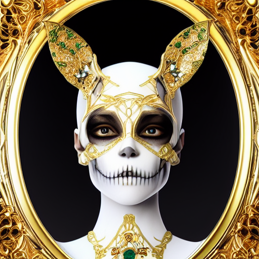 00421-2625702139-Manga skull portrait young woman skeleton, ((bunny ears)), (((intricate gold and silver and diamond and sapphire and emerald))),.png