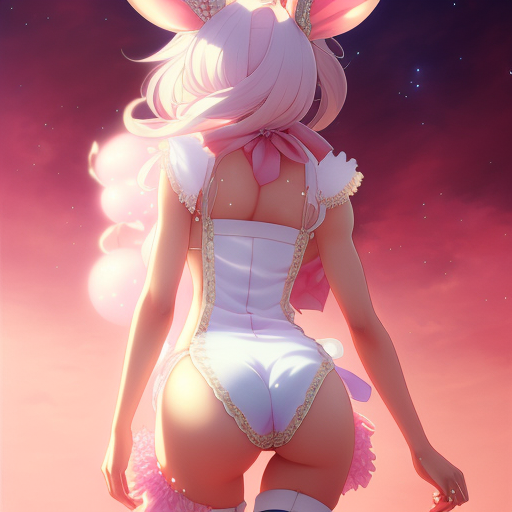 00676-2023573456-official artwork of an pink anthropomorphic  rabbit in  lingerie by Krenz Cushart, back view, from behind, anime art by Krenz Cu.png